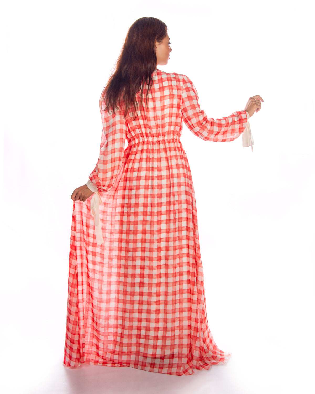 Orange White Chifon Beach Dress