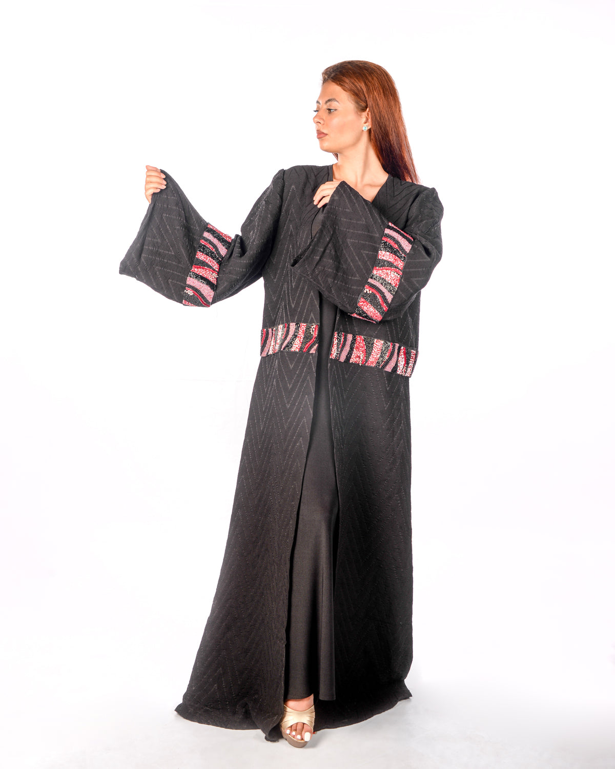 Black Crinkled Cotton Kaftan