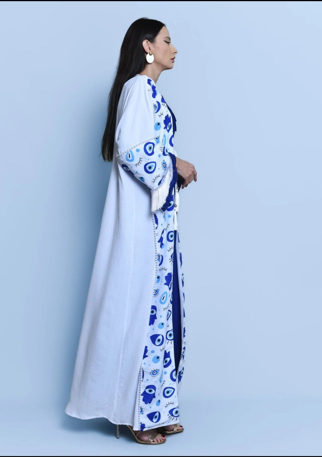 Cotton Crepe Kaftan Eye Print