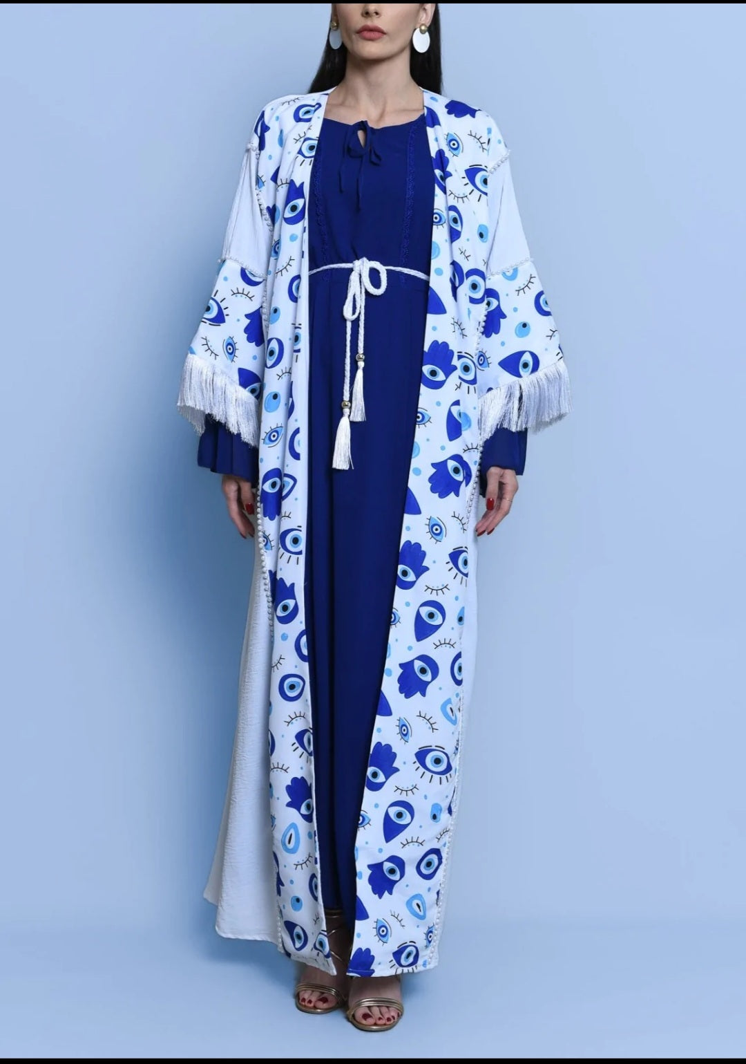 Cotton Crepe Kaftan Eye Print