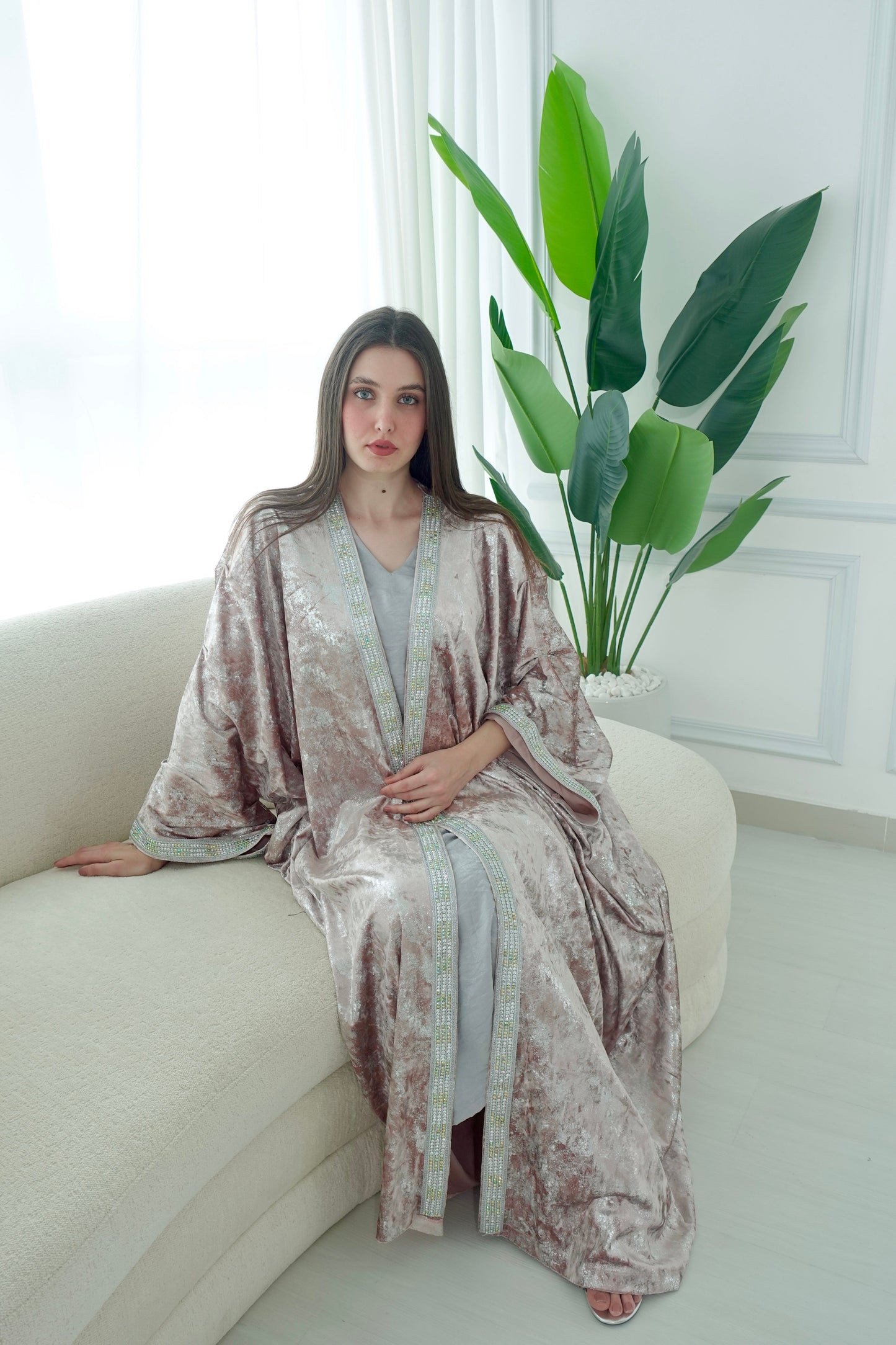 Velvet Pink Silver Bisht
