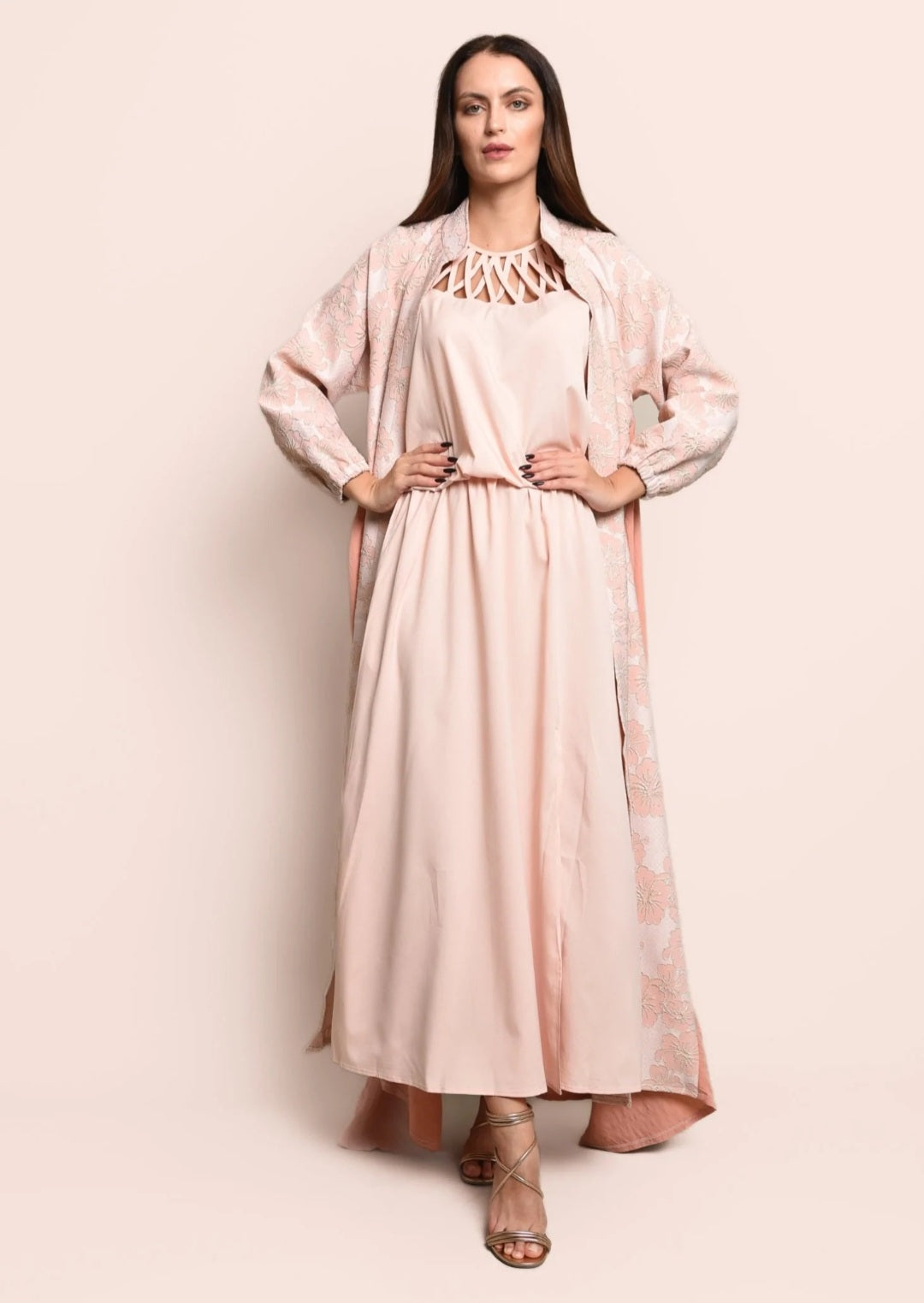 Peach Linen Abaya