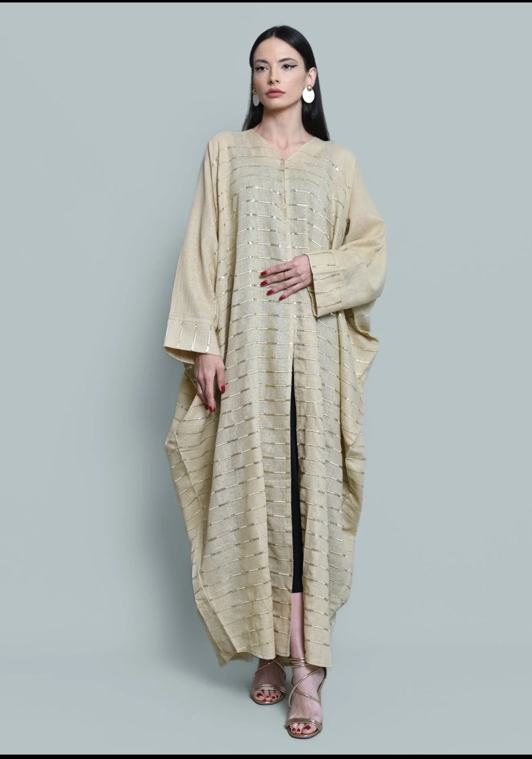 Beige Linen Abaya