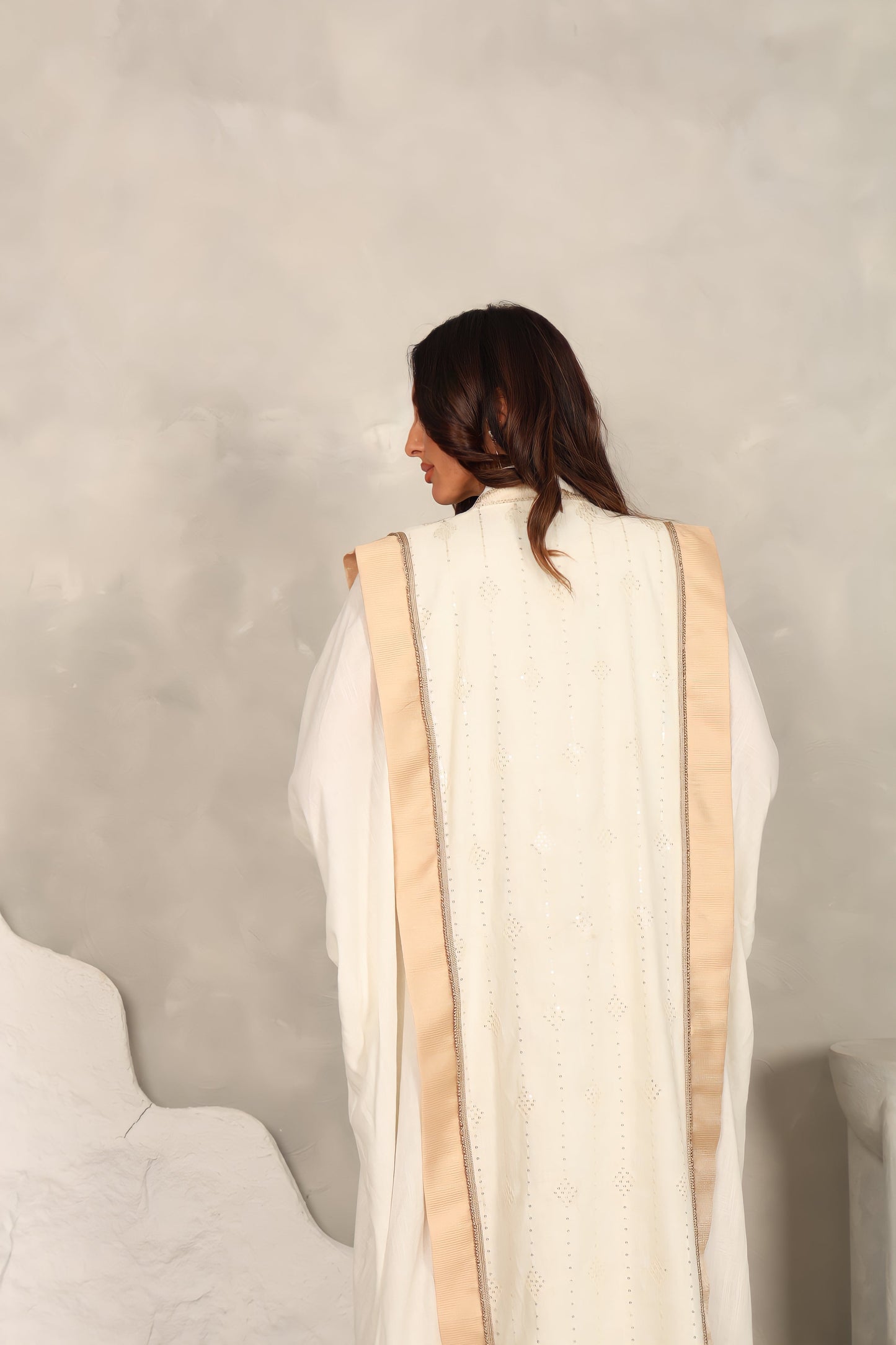 Off White Linen Abaya