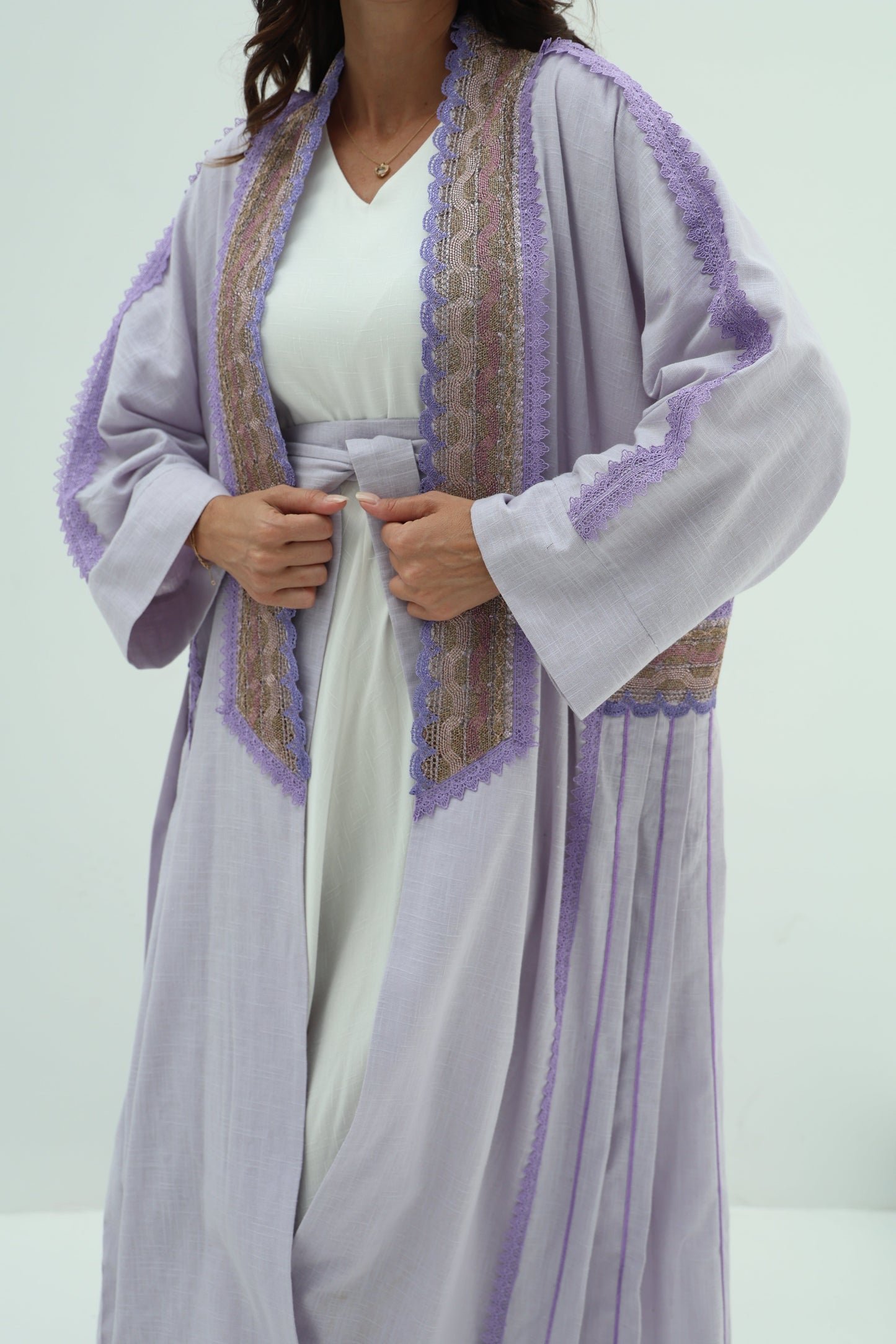 Linen abaya – lilac