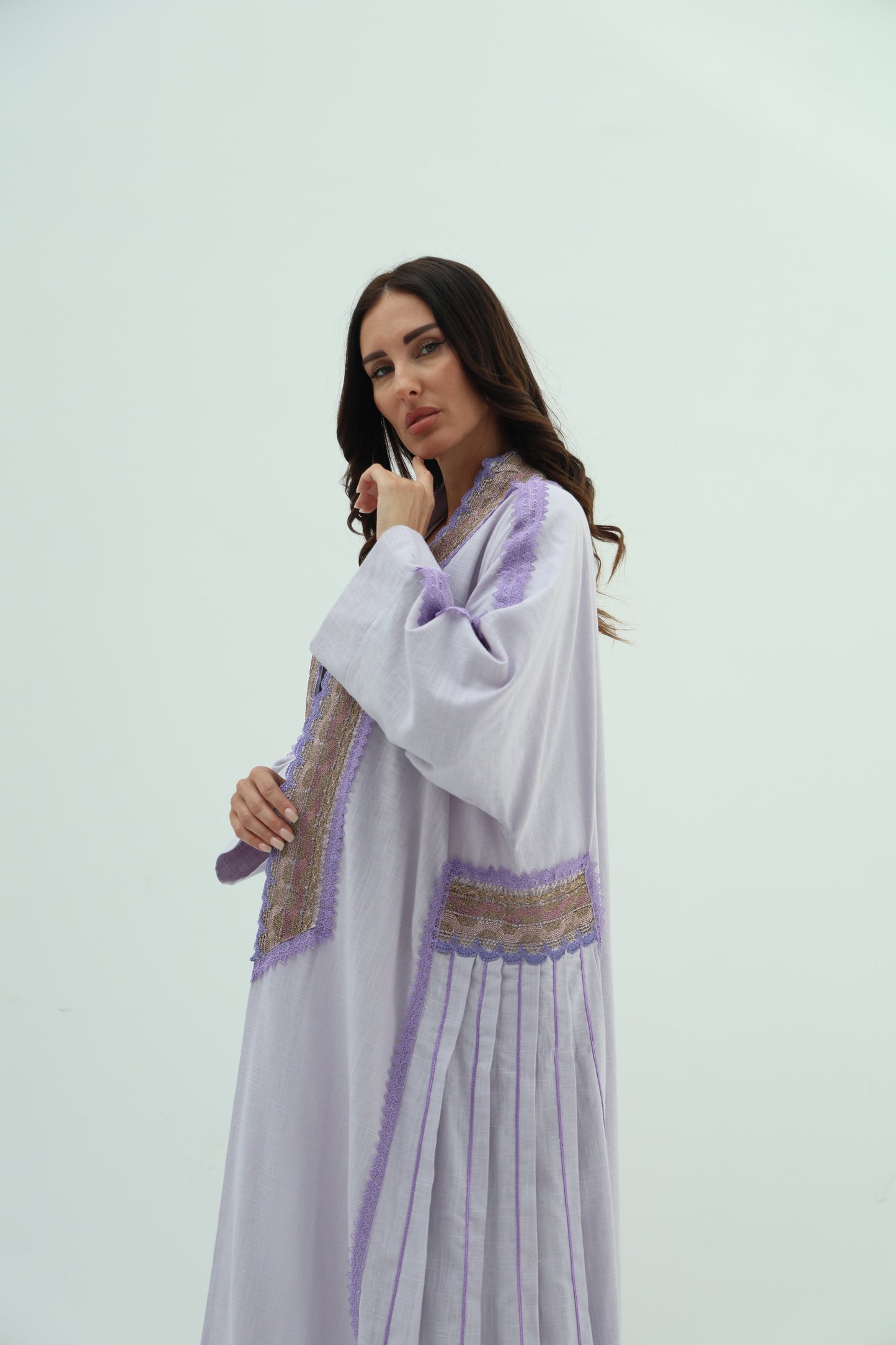 Linen abaya – lilac