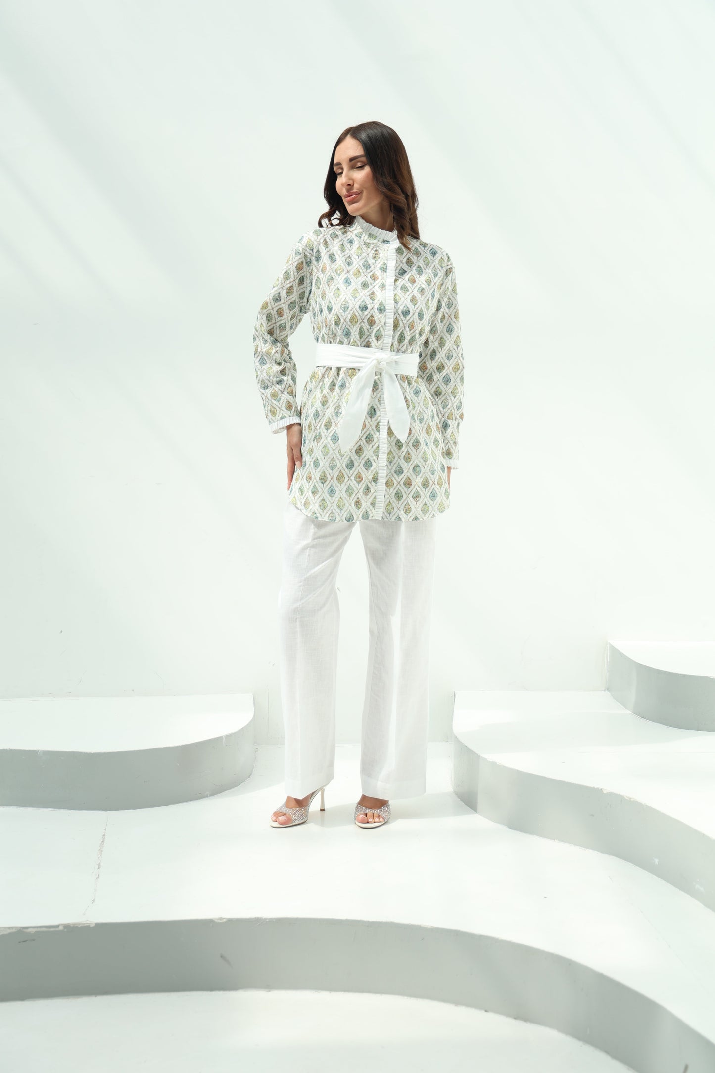 Multi Color Belted Cotton Casual Wear