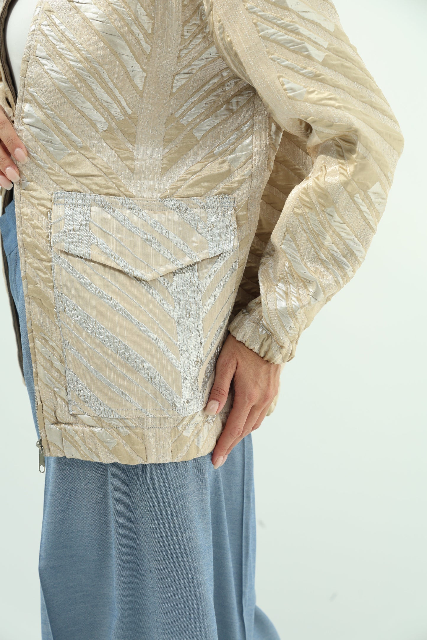 Gold – light design jacquard golden bomber jacket