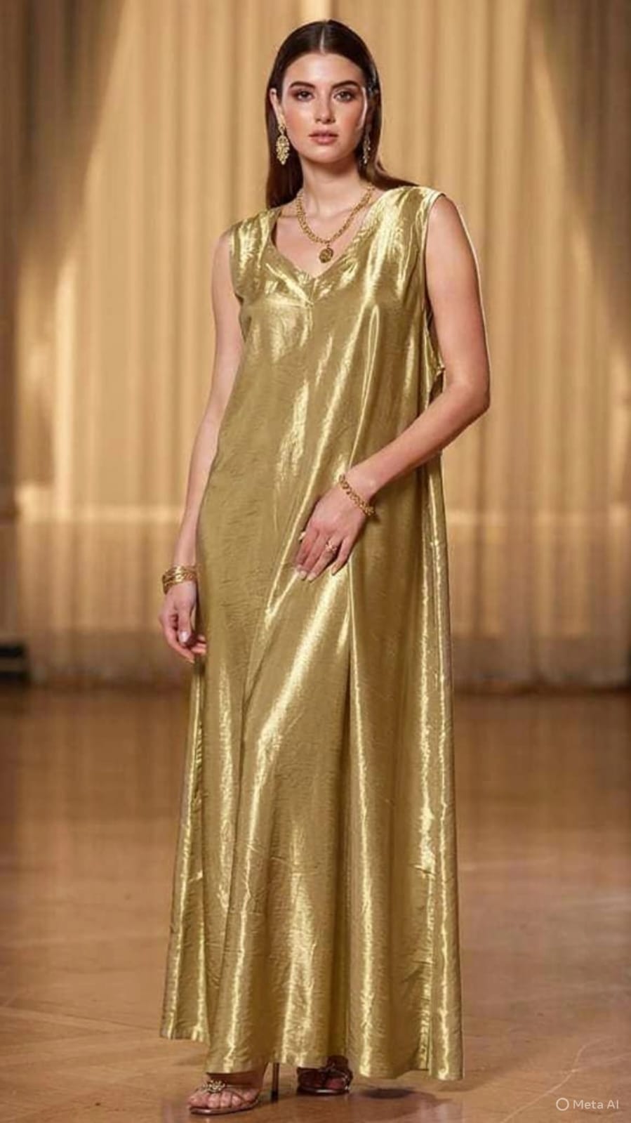 Gold Metallic Inner Dress (Under Abaya / Kaftan)