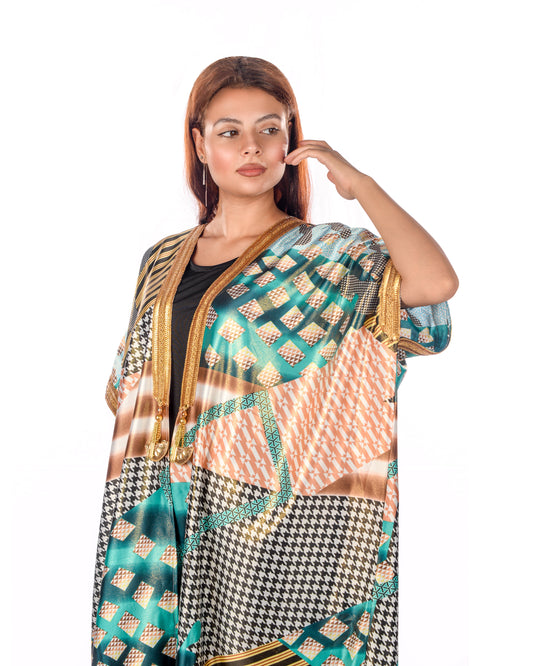 Silk Satin Multicolor Bisht