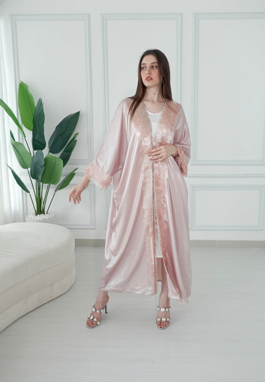 Pink Bisht With Sequence Embroidery