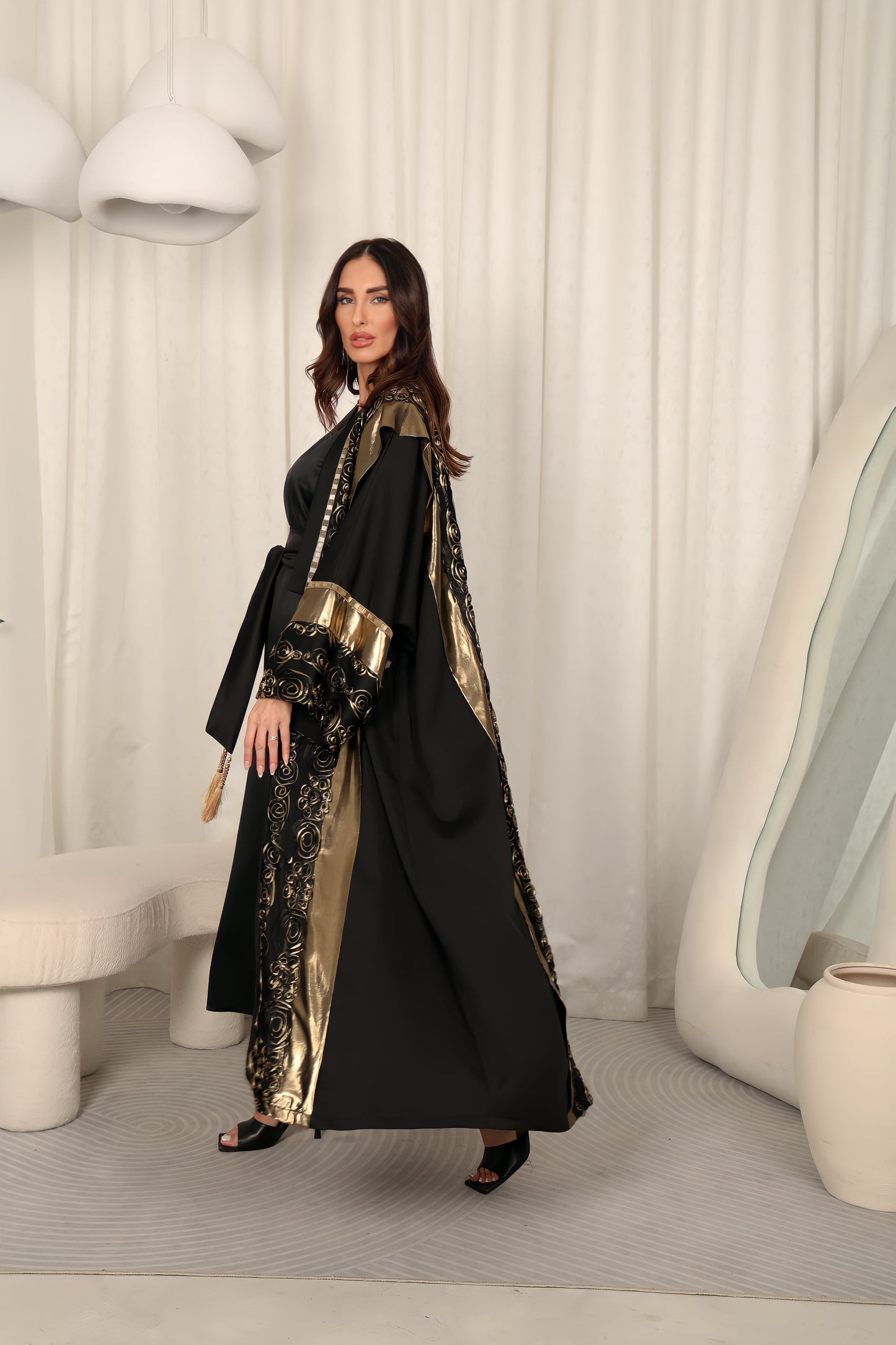Black Kaftan With Embroidery