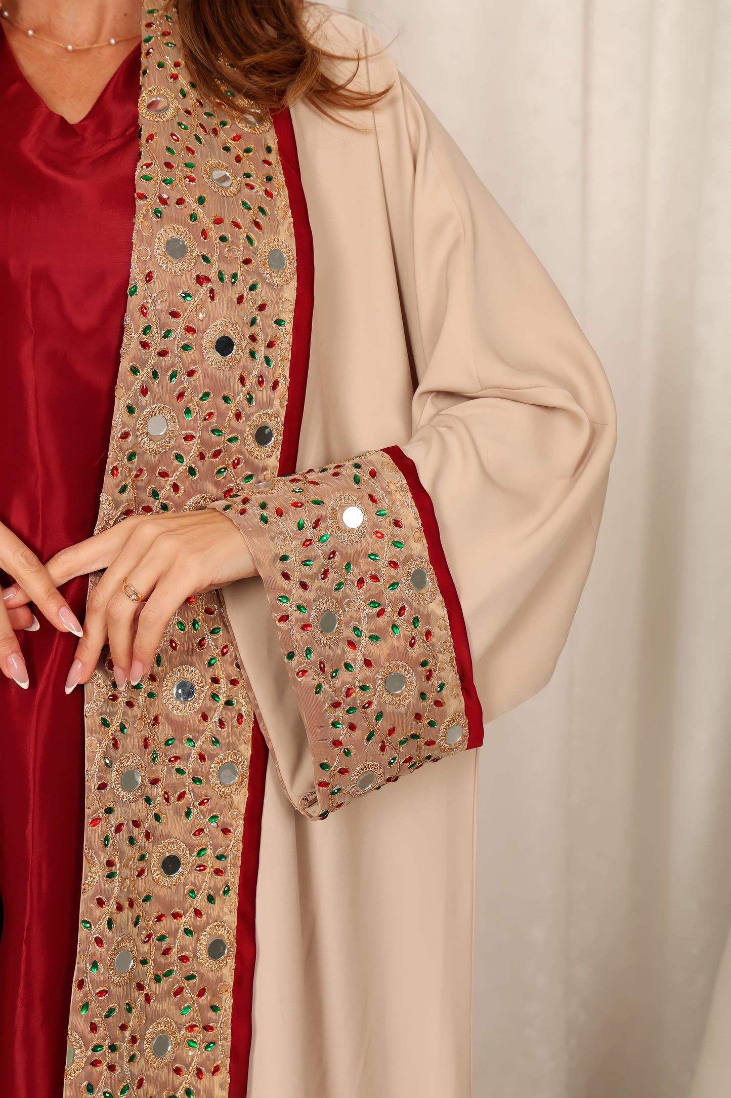 Pink Kaftan – Dantel With 3D Handmade Embroidery Flower