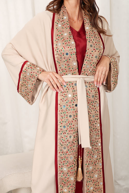 Pink Kaftan – Dantel With 3D Handmade Embroidery Flower