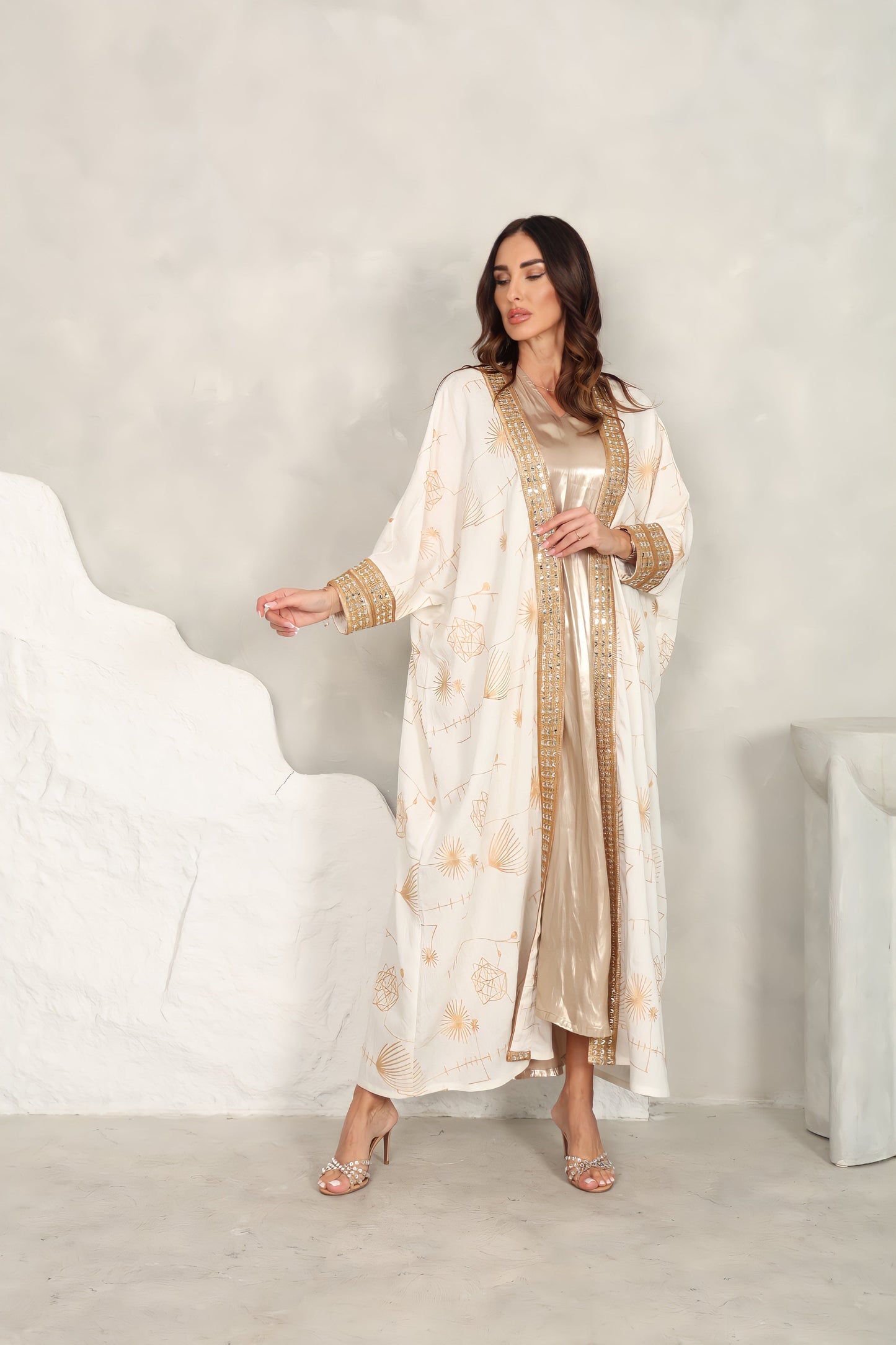Chiffon Pink Abaya – Metalic With And Sequence Embroidery Design
