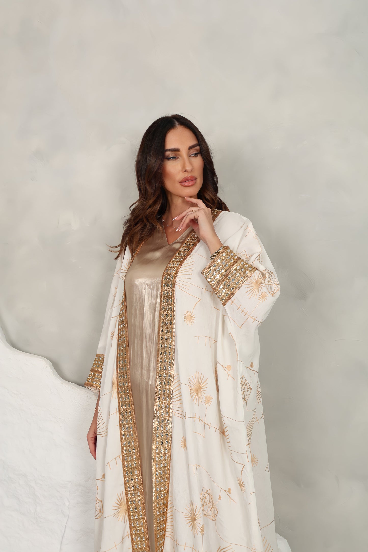 Chiffon Pink Abaya – Metalic With And Sequence Embroidery Design