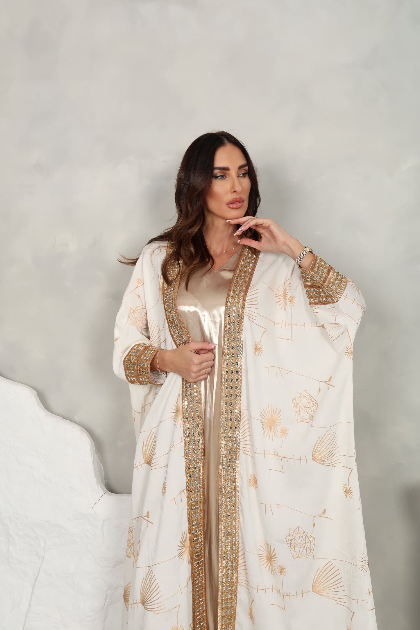 Chiffon Pink Abaya – Metalic With And Sequence Embroidery Design
