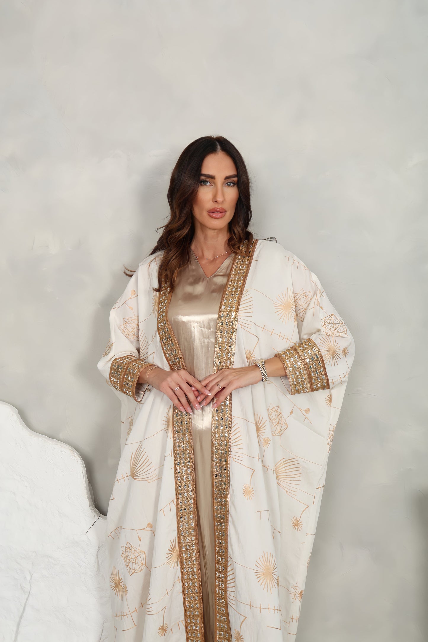 Chiffon Pink Abaya – Metalic With And Sequence Embroidery Design