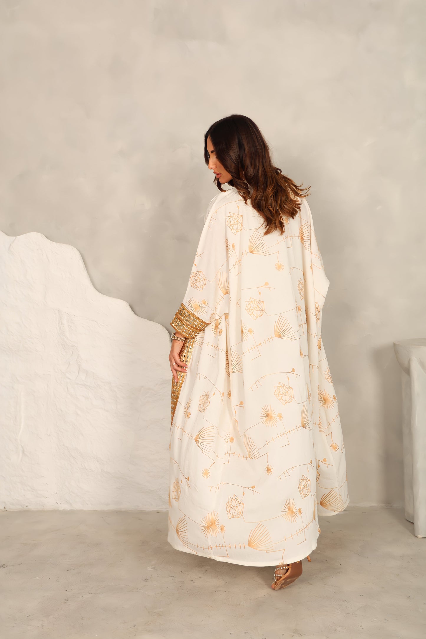 Chiffon Pink Abaya – Metalic With And Sequence Embroidery Design