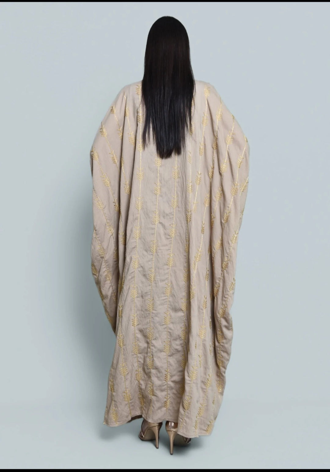 Beige Embroidered Bisht Abaya