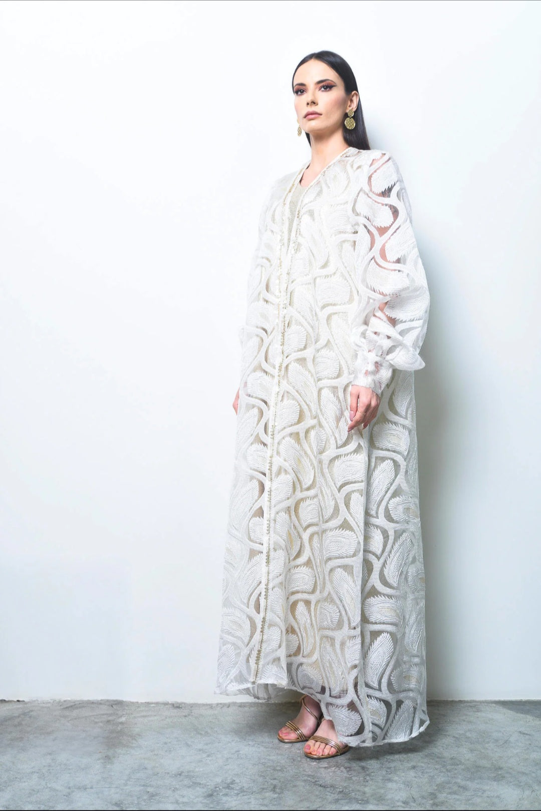 White Lace Organza Kaftan