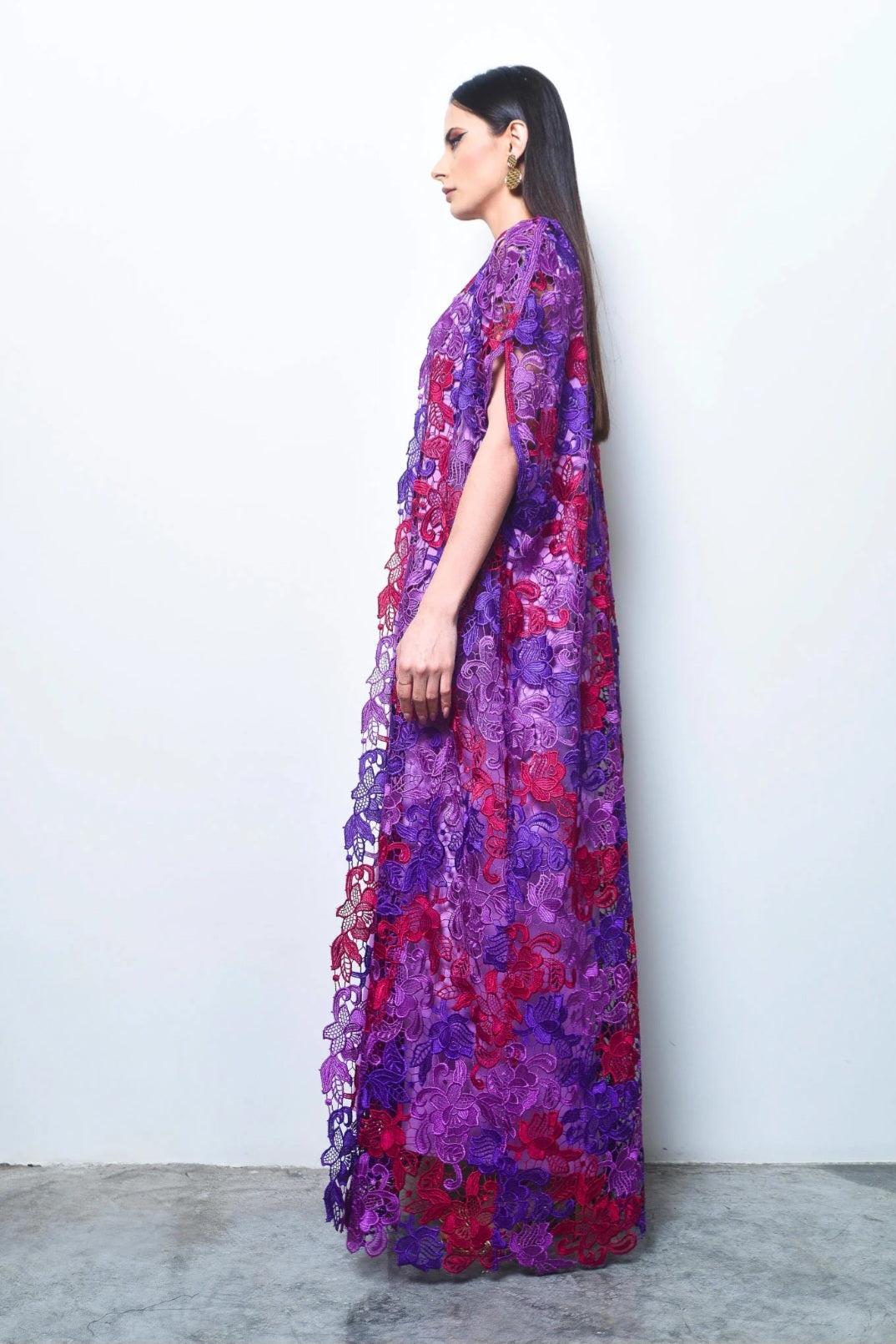 Purple Dantel Kaftan
