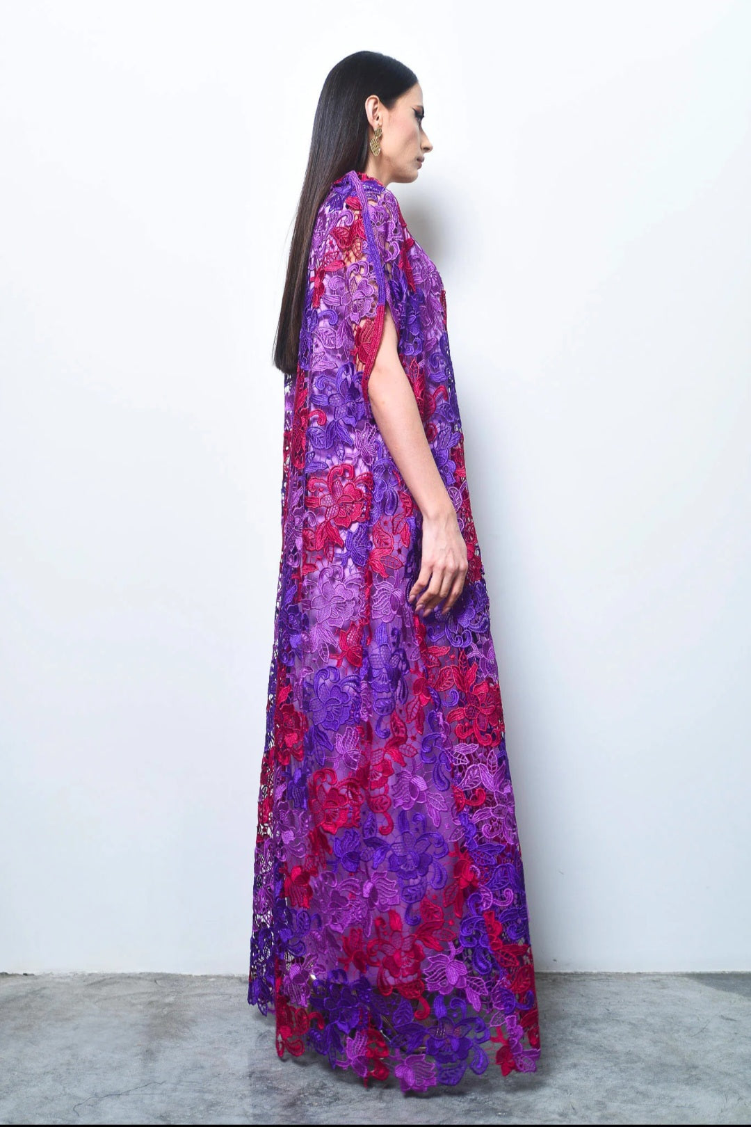 Purple Dantel Kaftan