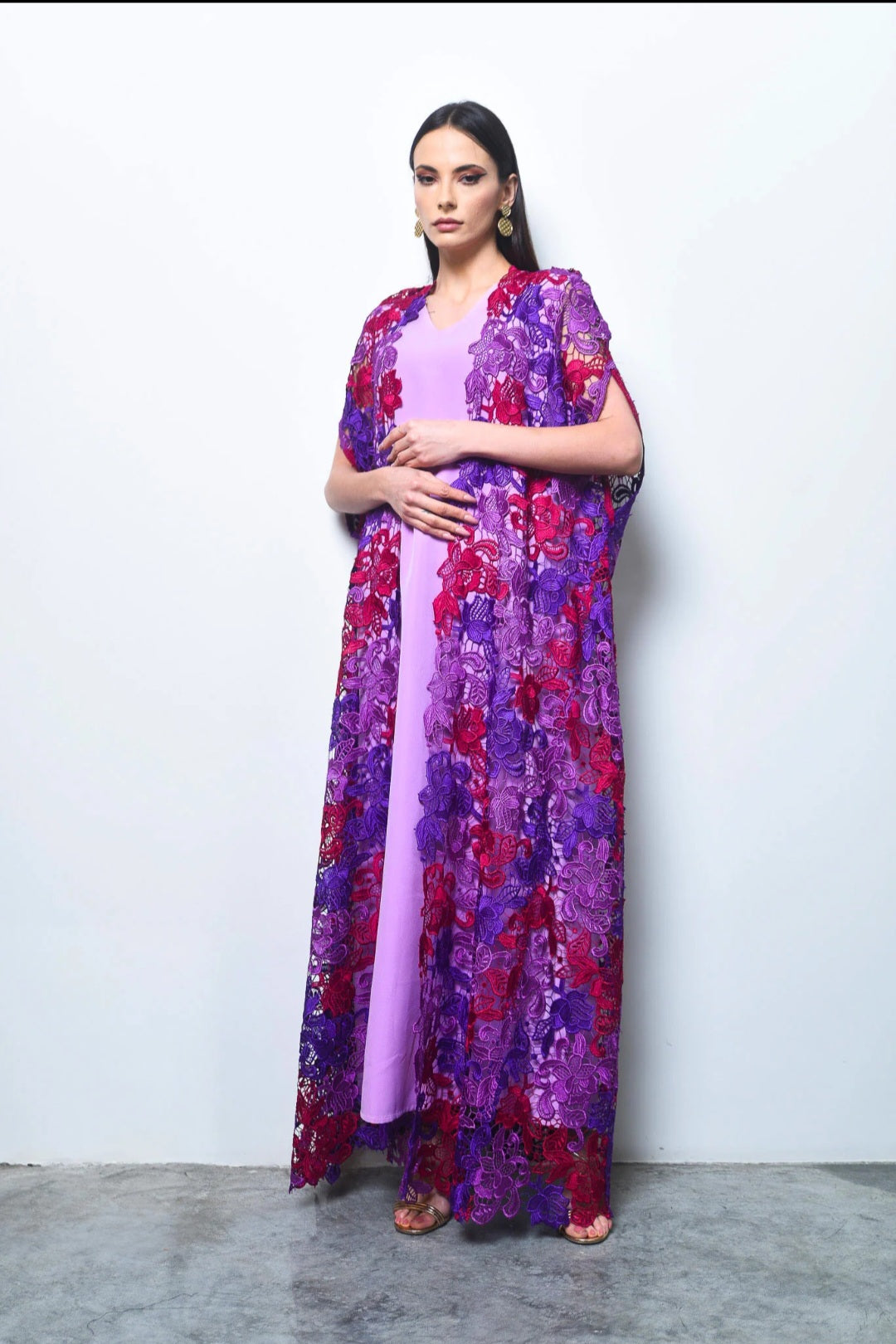 Purple Dantel Kaftan
