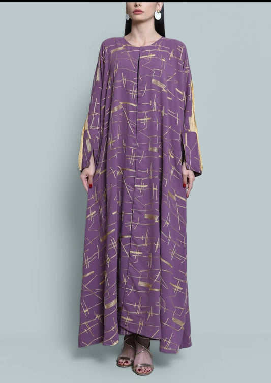 Purple Crepe Abaya with Tassels