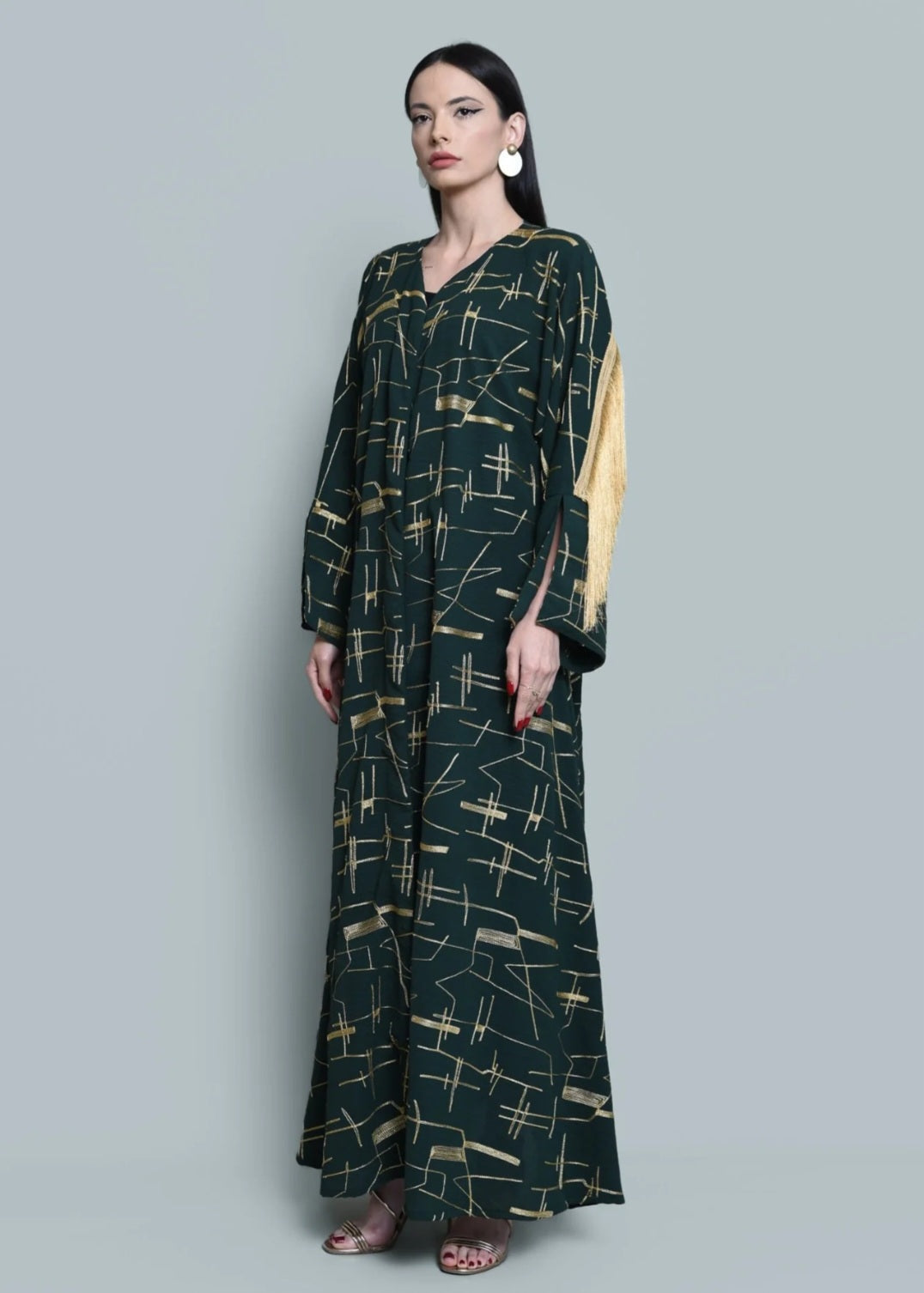 Dark Green Linen Abaya