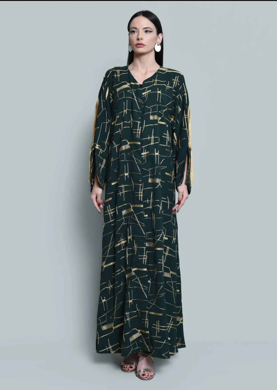 Dark Green Linen Abaya