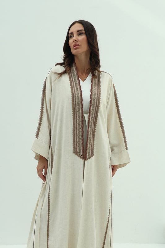 Beige Linen Abaya