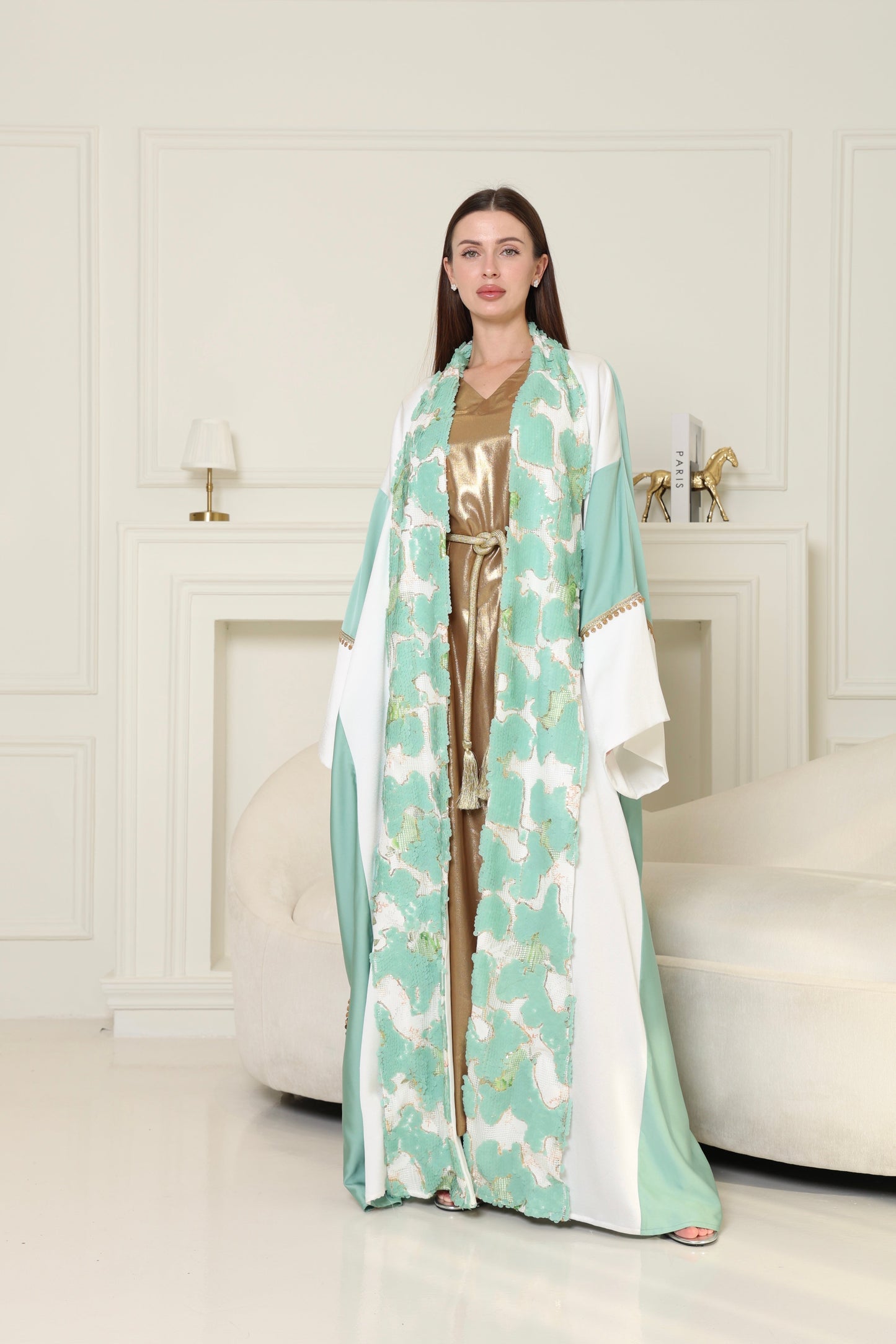 Tiffany Embroidered Crepe Satin Abaya