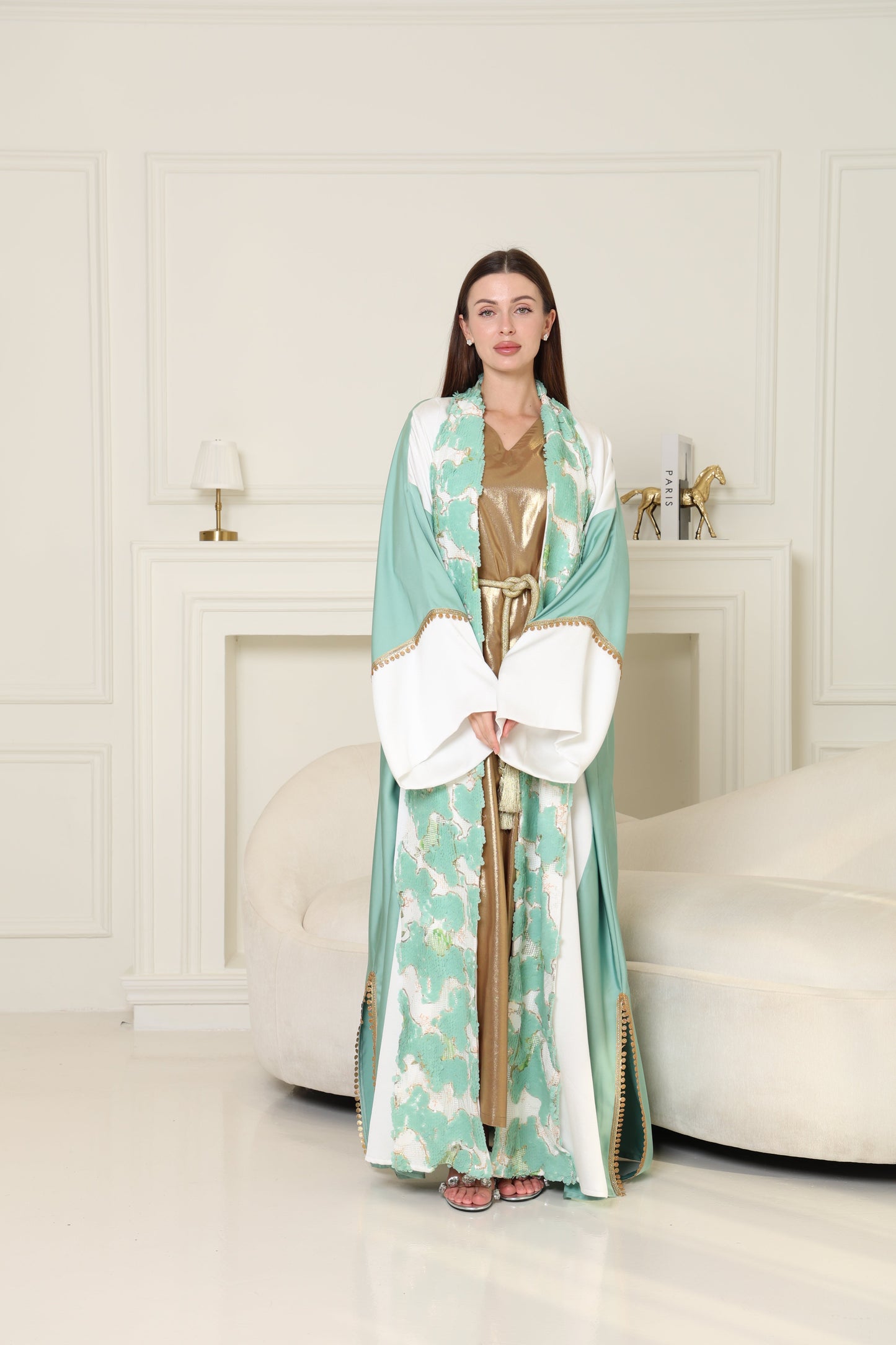 Tiffany Embroidered Crepe Satin Abaya