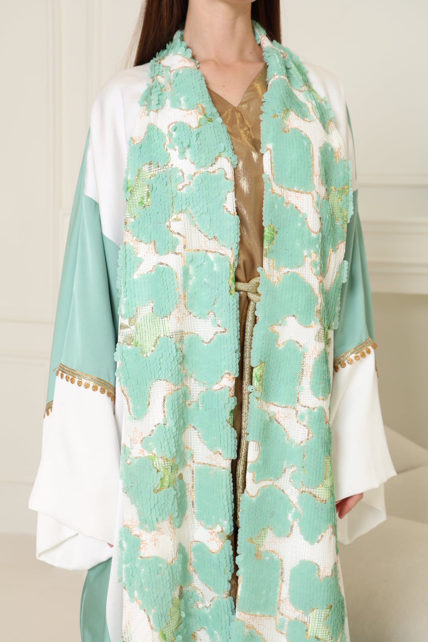 Tiffany Embroidered Crepe Satin Abaya