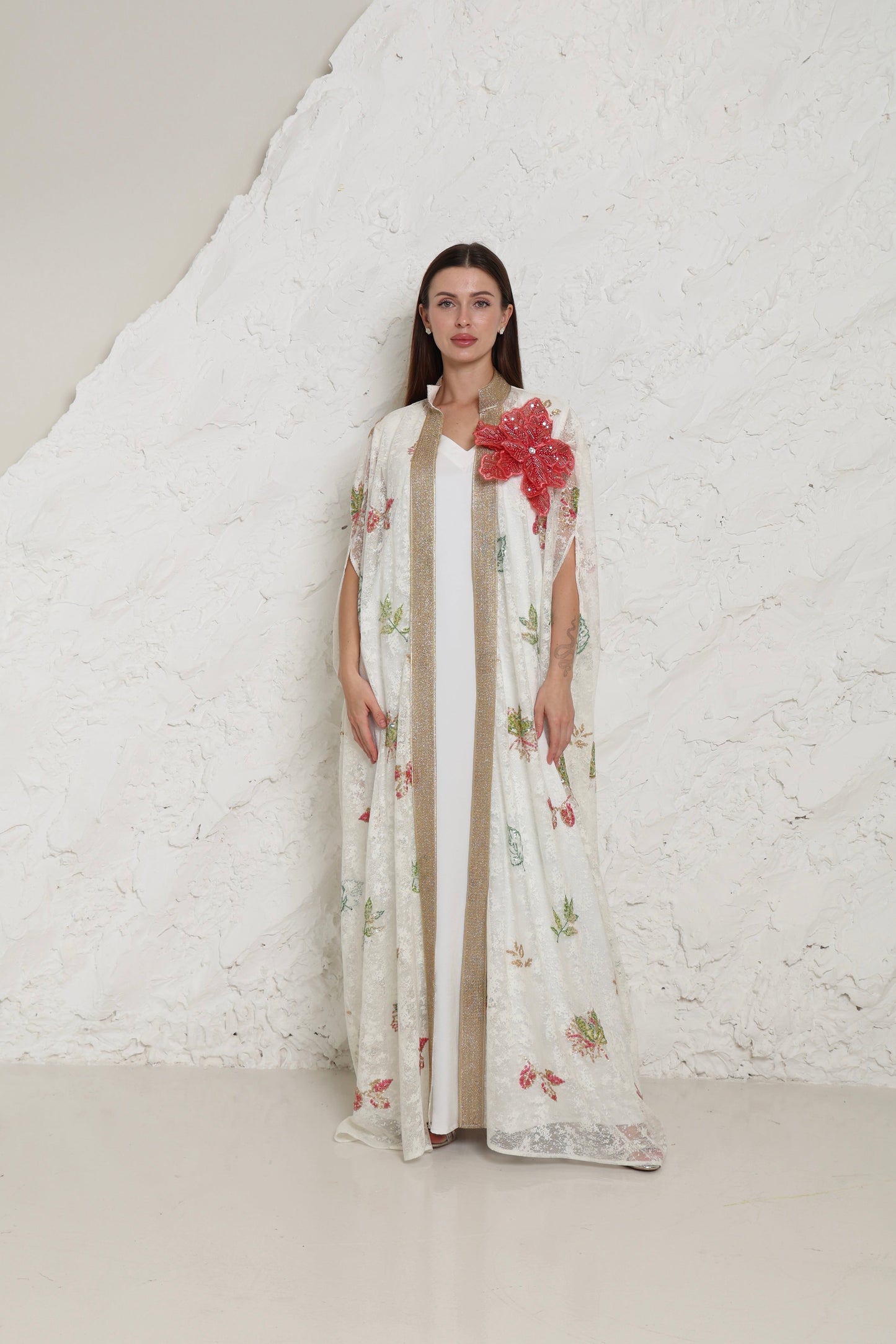 Off-White Tulle Evening Kaftan Set