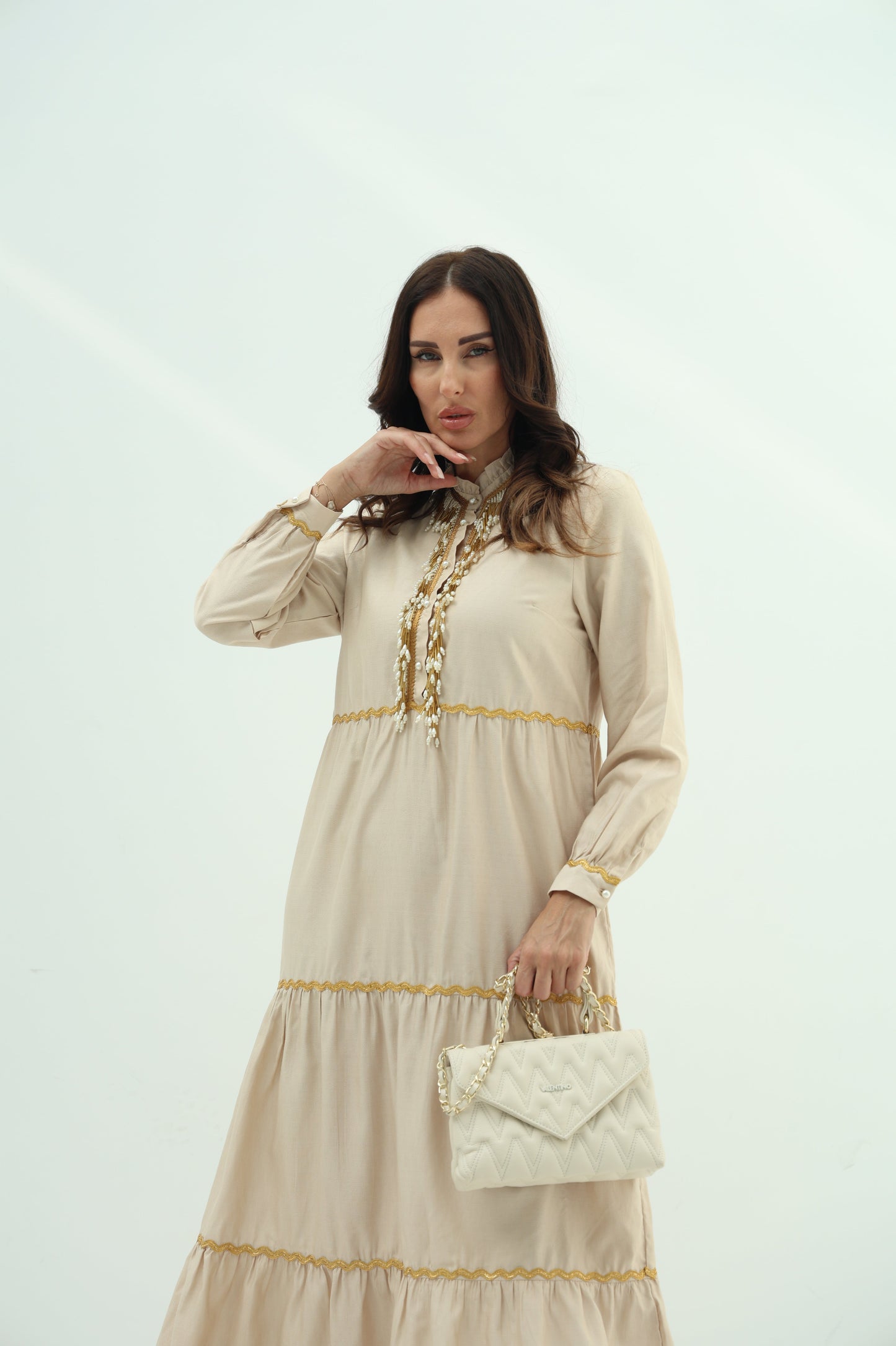 Beige Linen Casual Wear