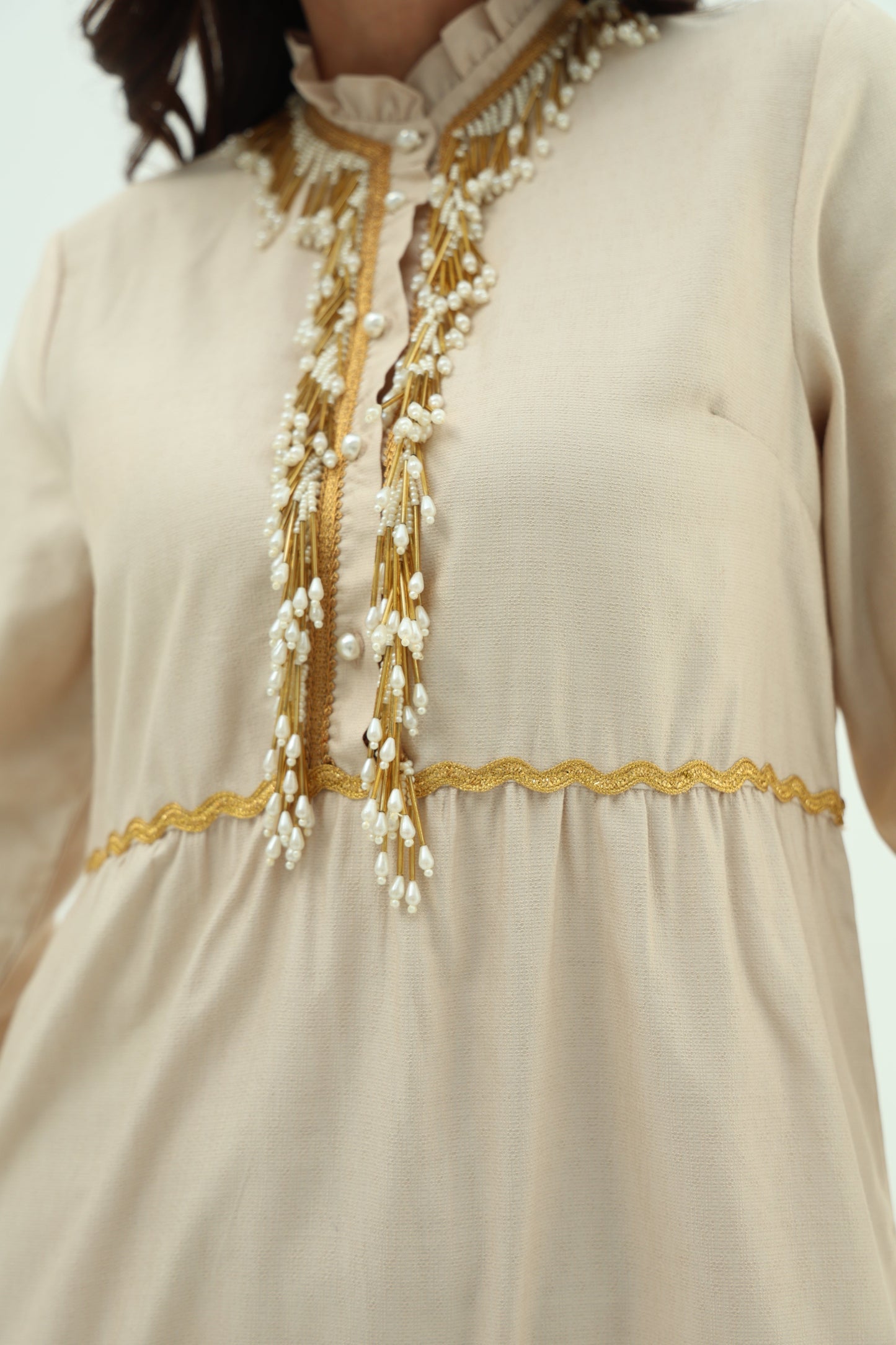 Beige Linen Casual Wear