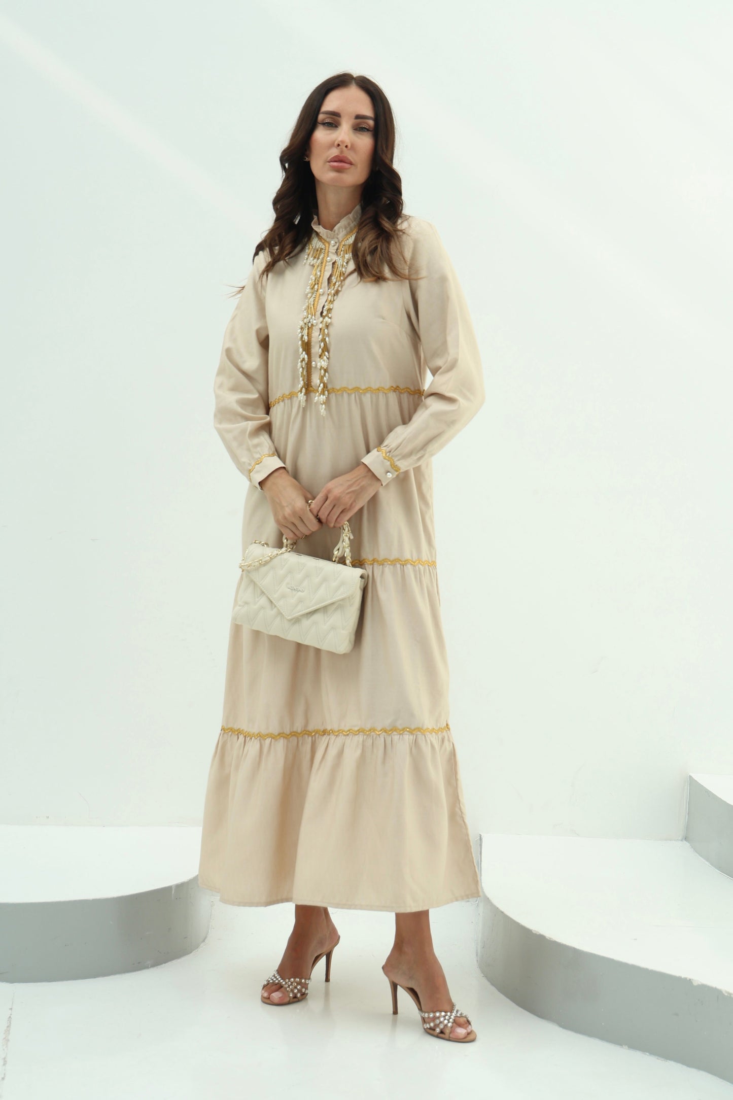 Beige Linen Casual Wear