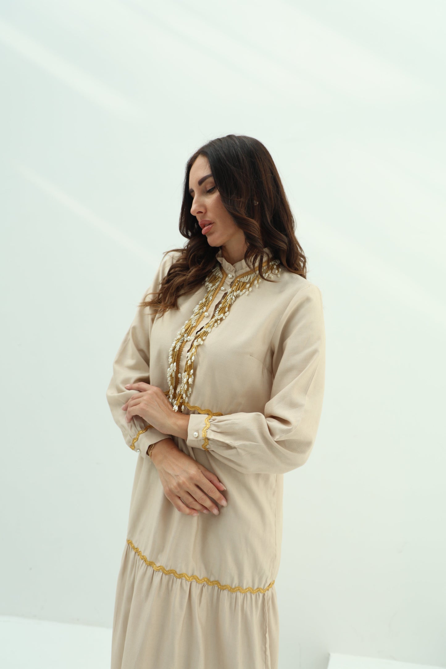 Beige Linen Casual Wear