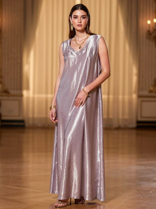 Silver Metallic Inner Dress (Under Abaya / Kaftan)