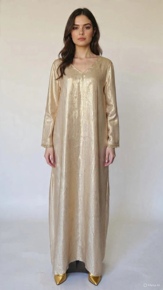 Gold Long Sleeve Inner Dress (Under Abaya / Kaftan)