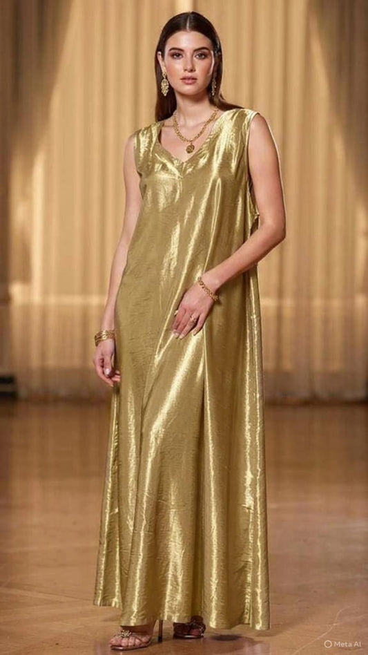 Gold Metallic Inner Dress (Under Abaya / Kaftan)